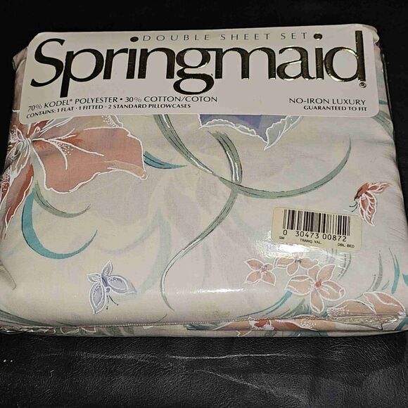 New Springmaid Vintage Floral Print Double Bed Sheet Set‎ NOS NIP - Picture 1 of 5